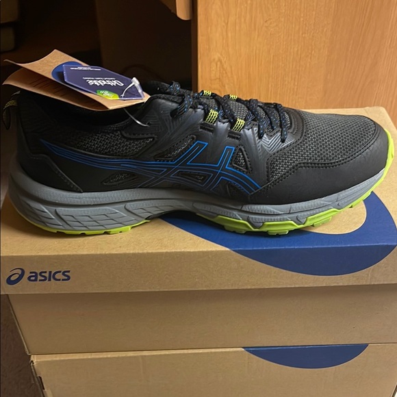 ASICS Black and Blue Running Shoes
Extra wide width - Picture 1 of 5